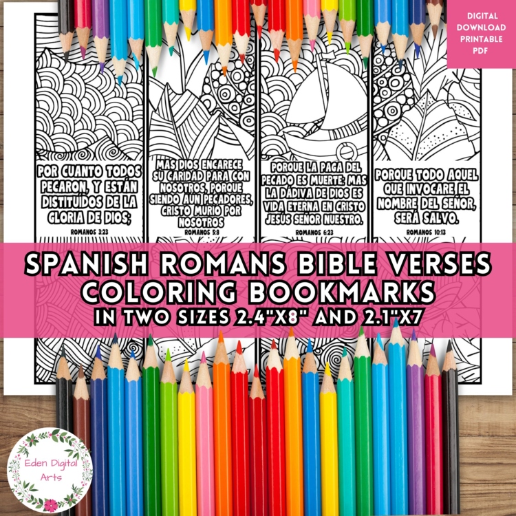 Spanish Romans Bible Verses Coloring Bookmarks Salvation Scripture Craft Gift