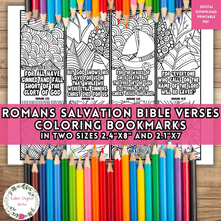 Romans Bible Verse Coloring Bookmarks Salvation Scripture Keepsake Craft Gift