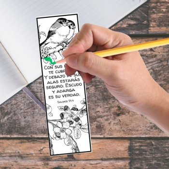 Spanish Psalm 91 Bible Verse Coloring Bookmarks Cards Scripture Activity Craft, image 4