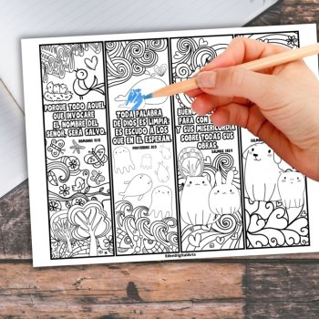 Spanish Bible Verses Coloring Bookmarks with Cute Animals Keepsake Craft Gifts, image 2