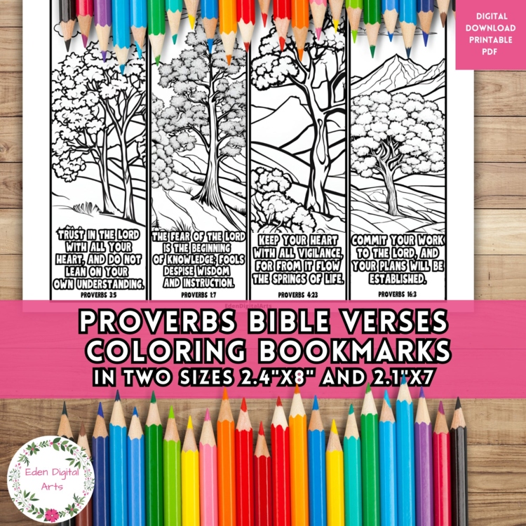 Proverbs Bible Verses Coloring Bookmarks Wisdom Scripture Keepsake Craft Gift