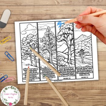 Proverbs Bible Verses Coloring Bookmarks Wisdom Scripture Keepsake Craft Gift, image 2