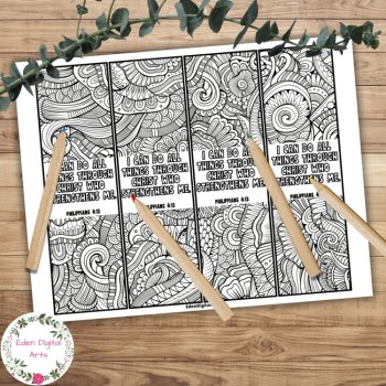 Philippians 4 13 Bible Verse Coloring Bookmarks Strength Scripture Craft Gift, image 2