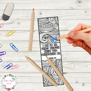 Philippians 4 13 Bible Verse Coloring Bookmarks Strength Scripture Craft Gift, image 3