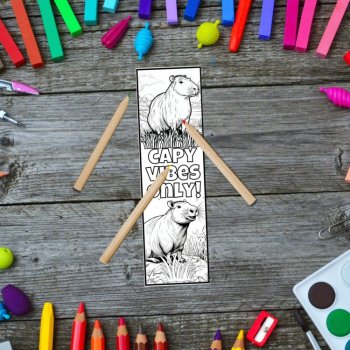 Cute Capybara Pun Bookmarks to Color Kindness Fun Party DIY Coloring Gift Craft, image 4