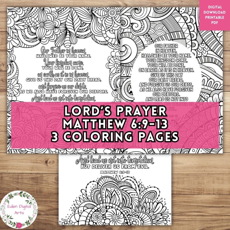 Lord's Prayer Doodle Coloring Pages Matthew 6 Bible Verses Memorize Scripture