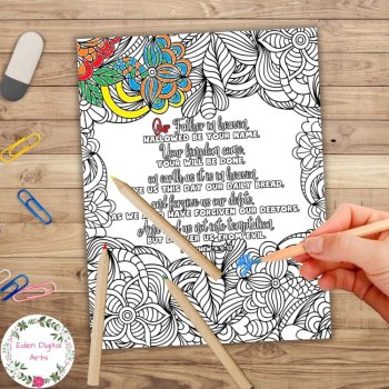 Lord's Prayer Doodle Coloring Pages Matthew 6 Bible Verses Memorize Scripture, image 2