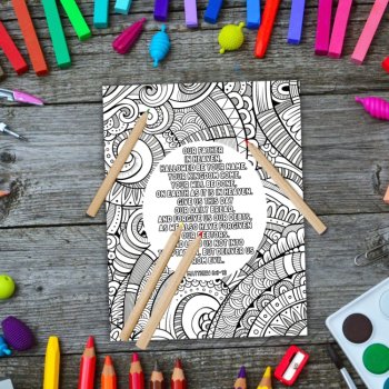 Lord's Prayer Doodle Coloring Pages Matthew 6 Bible Verses Memorize Scripture, image 3