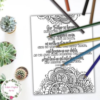 Lord's Prayer Doodle Coloring Pages Matthew 6 Bible Verses Memorize Scripture, image 4