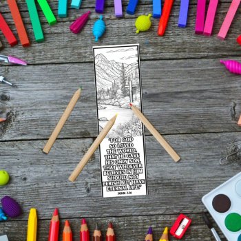 John 3 16 Bible Verse Coloring Bookmarks Nature Keepsake Craft DIY Student Gifts, image 4