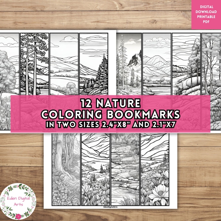 Mindful Bookmarks to Color Nature Landscapes Calm Keepsake Craft Students Gift