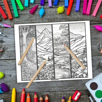 Mindful Bookmarks to Color Nature Landscapes Calm Keepsake Craft Students Gift, image 2