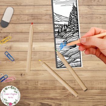 Mindful Bookmarks to Color Nature Landscapes Calm Keepsake Craft Students Gift, image 4
