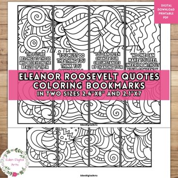 Quotes by Famous Women in History Coloring Bookmarks Bundle Fun DIY Gifts Crafts, image 3