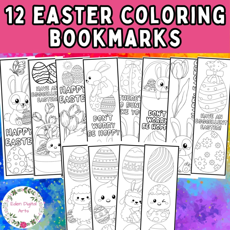 Easter Puns Bookmarks to Color Eggs Bunnies Calm Craft Cards DIY Gifts Rewards