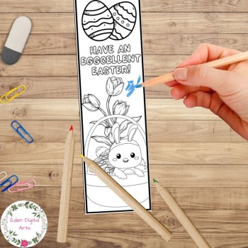 Easter Puns Bookmarks to Color Eggs Bunnies Calm Craft Cards DIY Gifts Rewards, image 4