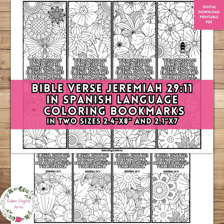 Spanish Jeremiah 29 11 Bible Verses Coloring Bookmarks Keepsake Craft DIY Gifts