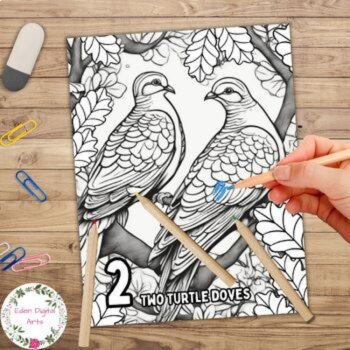 12 Days of Christmas Song Countdown Coloring Pages Posters Winter Teen Craft, image 2
