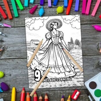12 Days of Christmas Song Countdown Coloring Pages Posters Winter Teen Craft, image 3
