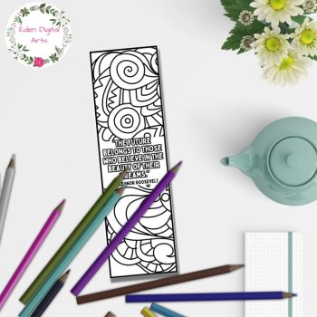 Bookmarks to Color Eleanor Roosevelt Inspirational Quotes Doodles Craft Gifts, image 3