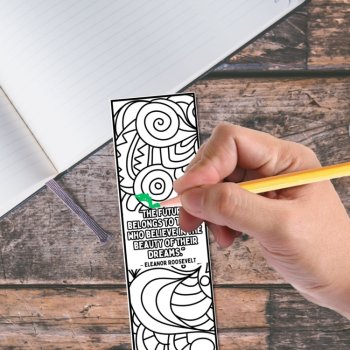 Bookmarks to Color Eleanor Roosevelt Inspirational Quotes Doodles Craft Gifts, image 4