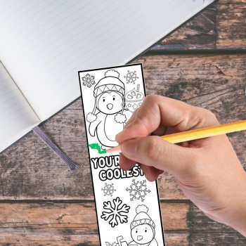 Cute Penguins Pun Bookmarks to Color Kindness Kind Winter Craft Christmas Gifts, image 3