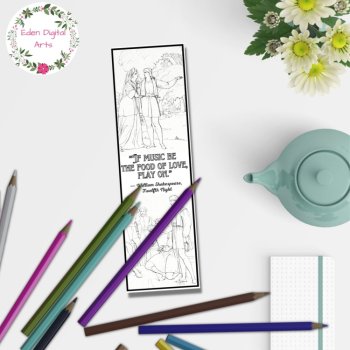 Shakespeare Twelfth Night Play Quotes Coloring Bookmarks Keepsake Gift Fun Craft, image 4