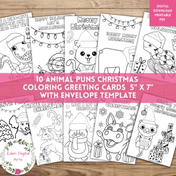 Christmas Holiday Coloring Bundle of Cards & Bookmarks for Low Prep Crafts Gifts, image 2