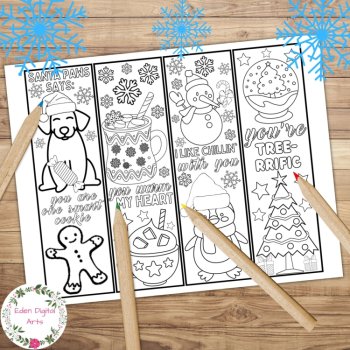 Christmas Holiday Coloring Bundle of Cards & Bookmarks for Low Prep Crafts Gifts, image 4