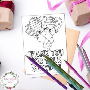 Veteran's Day Coloring Thank You Cards Military Appreciation Fun Low Prep Craft, image 2