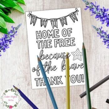 Veteran's Day Coloring Thank You Cards Military Appreciation Fun Low Prep Craft, image 4
