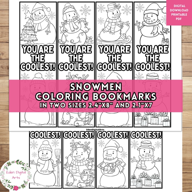 Cute Snowman Pun Bookmarks to Color Kindness Kind Craft Student Christmas Gifts