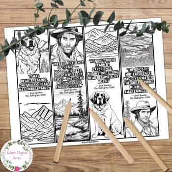Call of the Wild Jack London Quotes Coloring Bookmarks Teen Keepsake Craft Cards, image 2