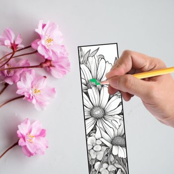 Bookmarks to Color Garden Wild Flowers Anti Stress Calm Craft DIY Teacher Gift, image 3