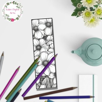 Bookmarks to Color Garden Wild Flowers Anti Stress Calm Craft DIY Teacher Gift, image 4