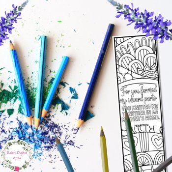 Psalm 139 ESV Self Esteem Coloring Bible Verses Bookmarks Scripture Doodle Craft, image 4