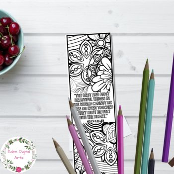 Bookmarks to Color Helen Keller Inspirational Quotes Floral Doodles Calm Craft, image 3