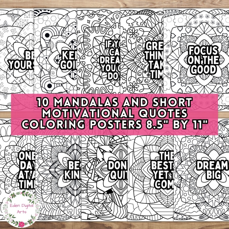 Mandala Mindful Breaks Coloring Pages Short Motivational Quotes Mini Posters