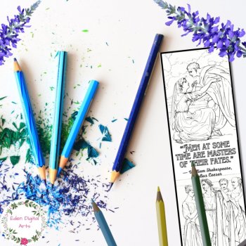 Shakespeare Julius Caesar Play Quotes Coloring Bookmarks Keepsake Gift Fun Craft, image 4