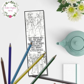 Shakespeare Taming of the Shrew Quotes Coloring Bookmarks Keepsake Gift Craft, image 3