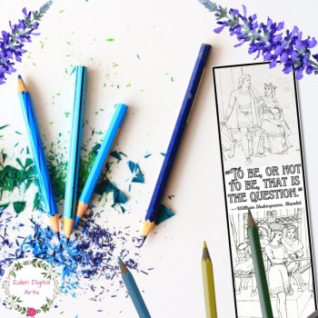 Coloring Bookmarks Hamlet Shakespeare Quotes Keepsake Activity Craft Gift Reward, image 4