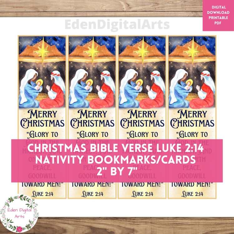 Christmas Nativity Bible Verse Bookmarks Scripture Cards Gift Tags Rewards