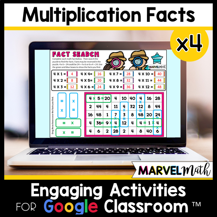 x 4 Multiplication Facts Practice - Digital Activities - Multiplication Fluency