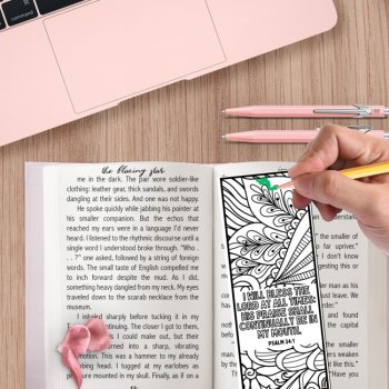 Psalm 34 Coloring Bible Verse Bookmarks, KJV Scripture Christian Craft Cards, image 4