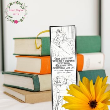 Coloring Bookmarks Romeo and Juliet Shakespeare Quotes Keepsake Cards Gift Craft, image 4