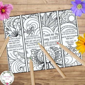 Bundle of Psalms Bible Verses Bookmarks To Color Fun Sunday School Doodle Crafts, image 2