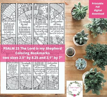 Bundle of Psalms Bible Verses Bookmarks To Color Fun Sunday School Doodle Crafts, image 4