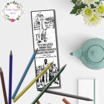 Coloring Bookmarks Huckleberry Finn Quotes by Mark Twain Book Club Cards Craft, image 4