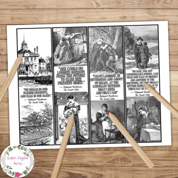 Scarlet Letter Coloring Bookmarks Quotes by Nathaniel Hawthorne Cards Gift Craft, image 2