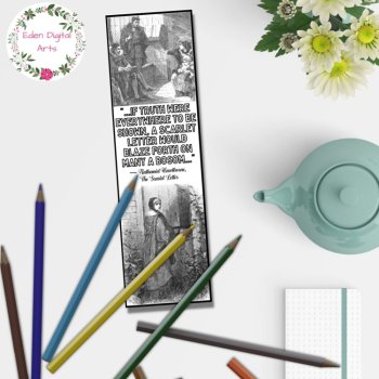 Scarlet Letter Coloring Bookmarks Quotes by Nathaniel Hawthorne Cards Gift Craft, image 3